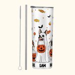 Personalisierte Fall Ghost Dogs 20oz Skinny Becher mit Fledermaus Süßigkeiten Muster Halloween Party Spooky Saison Geschenk für Hundeliebhaber