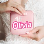 Personalized  Pink and White Fashion Travel Jewelry Box Portable Case with Name Party Birthday Gift for Women Girls