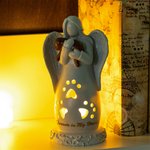 Personalized Angel Embracing Pet Candle Holder Figurine with LED Light Sympathy Memorial Gift for Loss of Pet