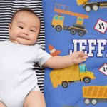 Personifierad filt med namn för bygglastbilar och fordon Bäddsoffa Soffinredning Födelsedagspresent för småbarn