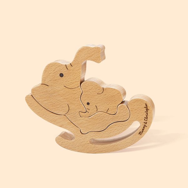 Personalisierte handgefertigte Elefant Mutter und Baby Holzdekoration Gravur mit Namen Weihnachten Geburtstag Muttertag Geschenk für Mama Baby