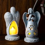 Personalized Angel Embracing Pet Candle Holder Figurine with LED Light Sympathy Memorial Gift for Loss of Pet