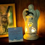 Personalized Angel Embracing Pet Candle Holder Figurine with LED Light Sympathy Memorial Gift for Loss of Pet