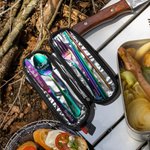 Personalized Food-grade Stainless Steel Portable Travel Utensils Set Picnic Cutlery Set Camper Storage Bag Gift Hiking Gift for Family or Friend