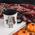 Personalized Happy Halloween Cow Ghost with Pumpkin Mug 11oz Cute Halloween Animal Festival Mug Halloween Gift for Cow Lover Friends Family