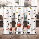 Personalisierte Fall Ghost Dogs 20oz Skinny Becher mit Fledermaus Süßigkeiten Muster Halloween Party Spooky Saison Geschenk für Hundeliebhaber