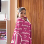 Personalized Pink Doll Inspired Blanket High-Quality Super Soft with Name and Initial Birthday Gift for Her