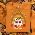 Sudadera Personalizada Halloween Perro Fantasma Sudadera Espeluznante Temporadas Divertido Regalo de Halloween para Amante del Perro Amigo Familia