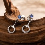 Boucles d'Oreilles Personnalisées avec Pierre de Naissance Bijoux d'Argent en Forme de Mors Cadeau pour Amatrice d'Équitation Amoureuse de Cheval