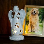 Personalized Angel Embracing Pet Candle Holder Figurine with LED Light Sympathy Memorial Gift for Loss of Pet