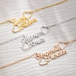 Gepersonaliseerde Twee Naam Ketting met Twee Liefdes Harten Moederdag Verjaardag Valentijnsdag Cadeau voor Vrouwen Meisjes