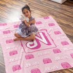 Personalized Pink Doll Inspired Blanket High-Quality Super Soft with Name and Initial Birthday Gift for Her