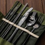 Personalized Food-grade Stainless Steel Portable Travel Utensils Set Picnic Cutlery Set Camper Storage Bag Gift Hiking Gift for Family or Friend