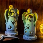 Personalized Angel Embracing Pet Candle Holder Figurine with LED Light Sympathy Memorial Gift for Loss of Pet