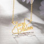 Gepersonaliseerde Twee Naam Ketting met Twee Liefdes Harten Moederdag Verjaardag Valentijnsdag Cadeau voor Vrouwen Meisjes