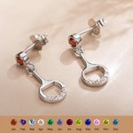 Boucles d'Oreilles Personnalisées avec Pierre de Naissance Bijoux d'Argent en Forme de Mors Cadeau pour Amatrice d'Équitation Amoureuse de Cheval