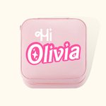 Personalized  Pink and White Fashion Travel Jewelry Box Portable Case with Name Party Birthday Gift for Women Girls
