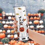 Personalisierte Fall Ghost Dogs 20oz Skinny Becher mit Fledermaus Süßigkeiten Muster Halloween Party Spooky Saison Geschenk für Hundeliebhaber