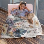 Personalized Boho Floral Highland Cow Blanket with Name Baby Blanket Gift for Baby Kid Woman Cow Lover