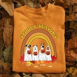 T-shirt Personnalisé avec 1-4 Chiens de Fantôme et Noms Thème Spooky Seasons Cadeau Amusant Halloween Anniversaire pour Famille Amis