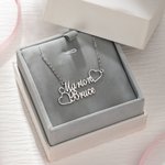 Gepersonaliseerde Twee Naam Ketting met Twee Liefdes Harten Moederdag Verjaardag Valentijnsdag Cadeau voor Vrouwen Meisjes