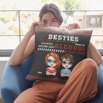 Personalized Besties Tolerating Idiots and Keeping Each Other Sane Throw Pillow Cover Cushion Birthday Christmas Gift for Friends Sofa Decor