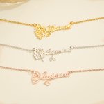 Gepersonaliseerde Naam Ketting met Geboortebloem Moederdag Verjaardag Dag Bloemen Sieraden Cadeau voor Vrouwen