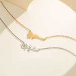 Gepersonaliseerde Naam Ketting met Geboortebloem Moederdag Verjaardag Dag Bloemen Sieraden Cadeau voor Vrouwen