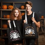 Personalisierte Happy Halloween Creep It Real Treat Tasche Geist Spooky Skelett Kürbis Jute Tasche Tote Bag Home Dekoration Halloween Geschenk für Fam