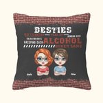 Personalized Besties Tolerating Idiots and Keeping Each Other Sane Throw Pillow Cover Cushion Birthday Christmas Gift for Friends Sofa Decor