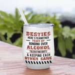 Gepersonaliseerde Soul Sisters Another Year of Bonding Over Alcohol 12oz Wine Tumbler met rietje Verjaardag Bruidsfeest Cadeau voor je Bestie