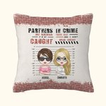 Personalized Partners In Crime Throw Pillow Cover Cushion Christmas Birthday Gift for Friends Besties Bedroom Decor