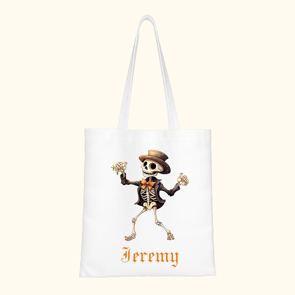 Personalizzato Halloween scheletro fai da te Treat Bag Dolcetto o scherzetto con manici riutilizzabile per Halloween Party Favors Supplies