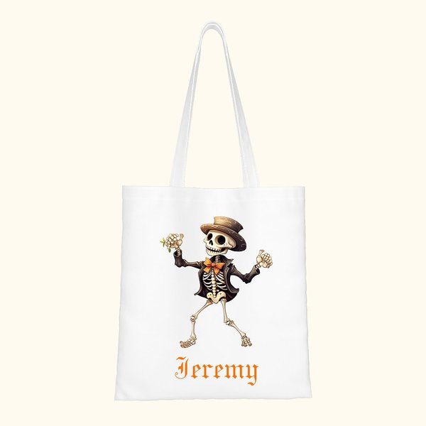 Personalisierte Halloween Skelett DIY behandeln Tasche Trick oder behandeln Tasche mit Griffen wiederverwendbar für Halloween Party Favors Zubehör