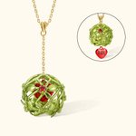 Personalized Christmas Mistletoe Ball Necklace Ornament with Sliding Heart Name Charm Holiday Christmas Party Decor Couple Valentine Anniversary Gift