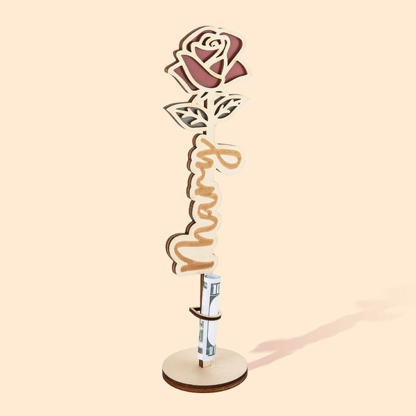 Porte-monnaie Personnalisé avec Fleur de Naissance et Nom Cadeau de Mariage d'Anniversaire Noël pour Famille ou Ami