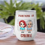 Gepersonaliseerde Partners In Crime Bestie Quote Wijn Tumbler met Rietje Grappig Verjaardag Kerstcadeau voor Bestie Beste Vriendin
