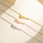 Gepersonaliseerde Naam Ketting met Geboortebloem Moederdag Verjaardag Dag Bloemen Sieraden Cadeau voor Vrouwen