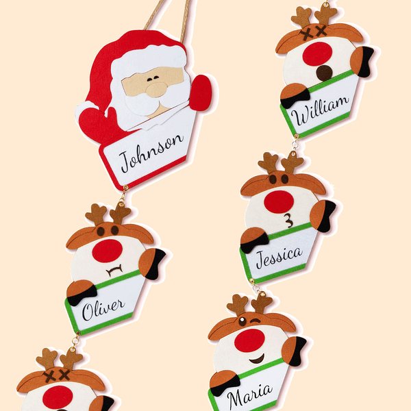 Personalisierte niedlichen Weihnachtsmann und Rentier Stil Cartoon Weihnachten Wandbehang Dekoration Weihnachtsgeschenk für Familie