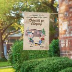 Henkilökohtainen Haluan pitää kädestäsi kiinni 80-vuotiaana ja sanoa Baby Let's Go Camping Garden Flag lahja pariskunnalle