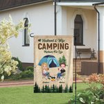 Henkilökohtainen aviomies ja vaimo Camping Partners for Life Garden Flag lahja Camping pariskunnille