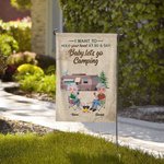 Henkilökohtainen Haluan pitää kädestäsi kiinni 80-vuotiaana ja sanoa Baby Let's Go Camping Garden Flag lahja pariskunnalle