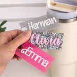Personalized Glitter Acrylic Name Tag for Stanley Tumbler Lid Topper Cup Accessories Gift for Women