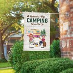 Henkilökohtainen aviomies ja vaimo Camping Partners for Life Garden Flag vuosipäivä Memorial lahja pari