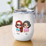 Personalised We're Not Sugar & Spice Sisterhood Declaration Wine Tumbler with Straw Funny Birthday Gift for Sisters