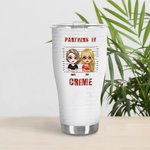 Gepersonaliseerde Partners In Crime Food Grade Roestvrij Staal Gebogen Tumbler met Rietje 30oz Vriendschapscadeaus voor Beste Vrienden Zussen