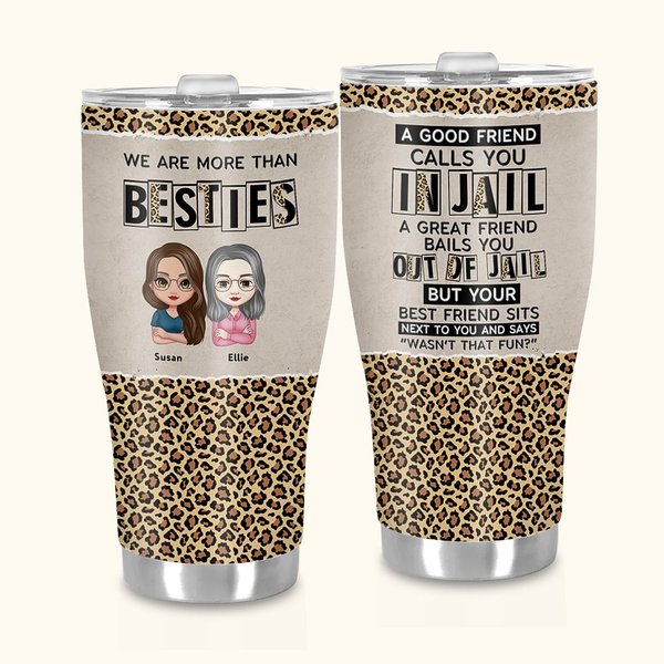 Henkilökohtainen Olemme enemmän kuin Besties Leopard Tulosta kaareva Tumbler oljen kanssa lahja Best Friend Sisko Bestie