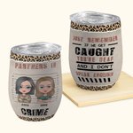 Gepersonaliseerde Luipaard Zus Partners In Crime Bestie Quote Wijn Tumbler met Rietje Bruidsfeest Cadeau met Isolatie Effect