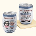 Henkilökohtainen Partners In Crime Vaarallinen Bestie Wine Tumbler Bridal Shower Syntymäpäivä lahja