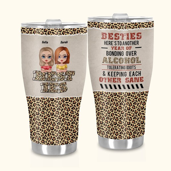 Personaliserte besties morsomme sitater 30 oz matkvalitet rustfritt stål buet tumbler med sugerør gave til besties beste venn